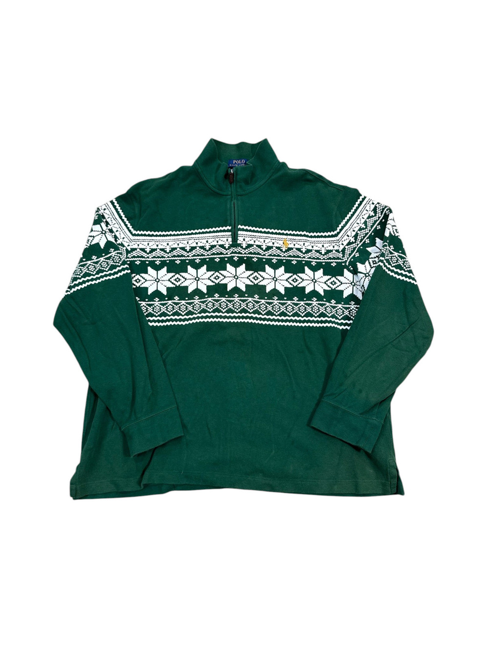 POLO Ralph Lauren Estate Rib Snowflake Quarter Zip Sweatshirt Size Extra Large
